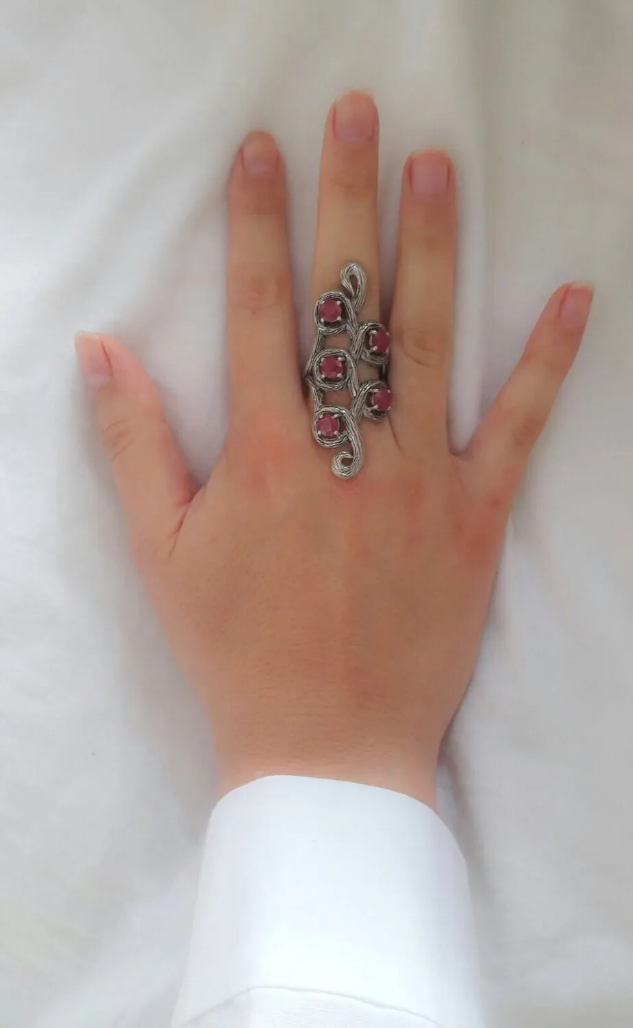 Statement Ruby Ring - Genuine Red Ruby Ring - Long Branch Ring