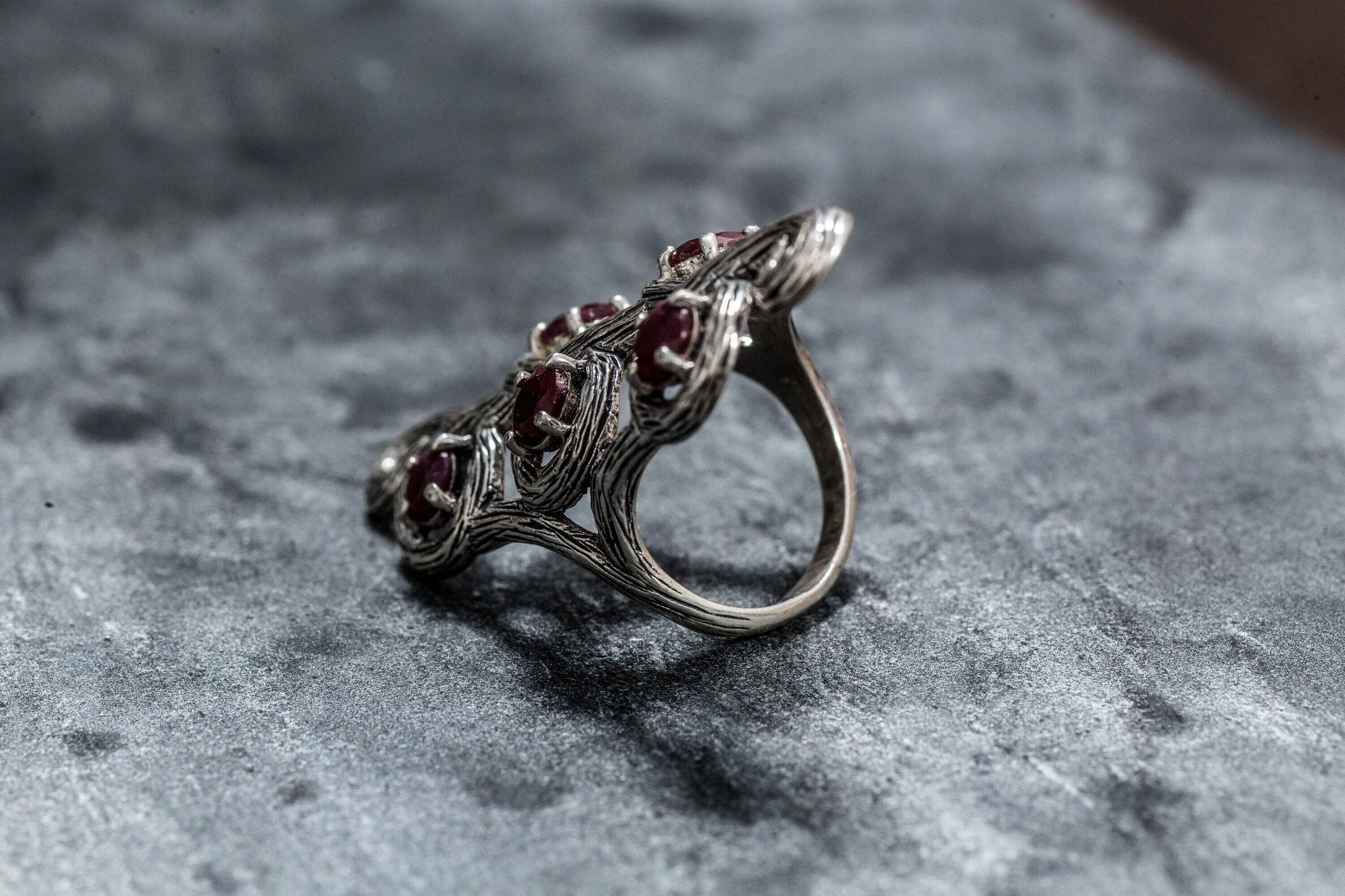 Statement Ruby Ring - Genuine Red Ruby Ring - Long Branch Ring