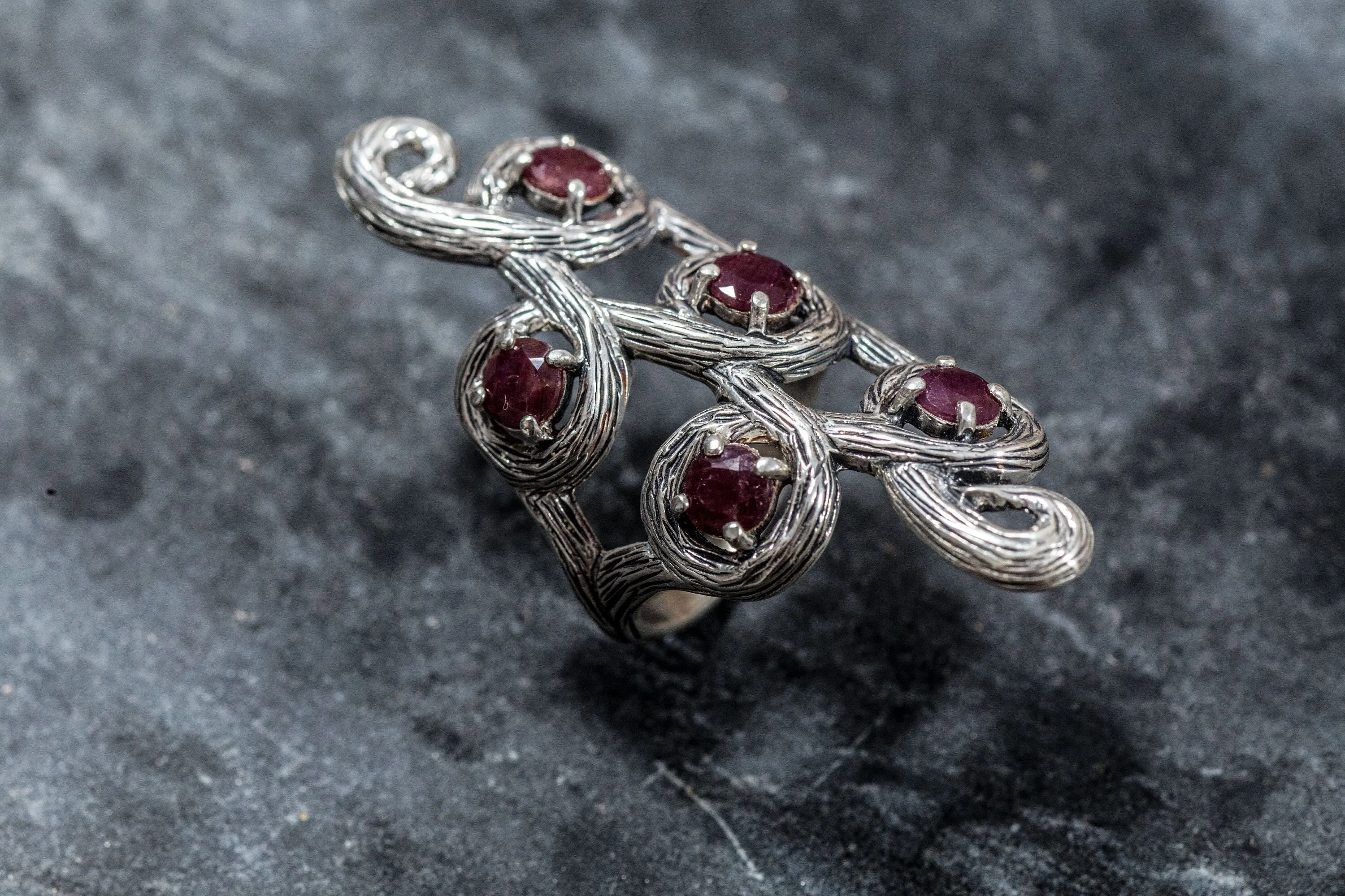 Statement Ruby Ring - Genuine Red Ruby Ring - Long Branch Ring