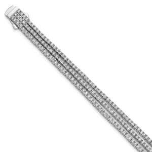 Sterling Silver CZ 3 Strand 7in Bracelet