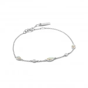 Sterling Silver Rhodium Plated Opal Colour Bracelet B014-02H