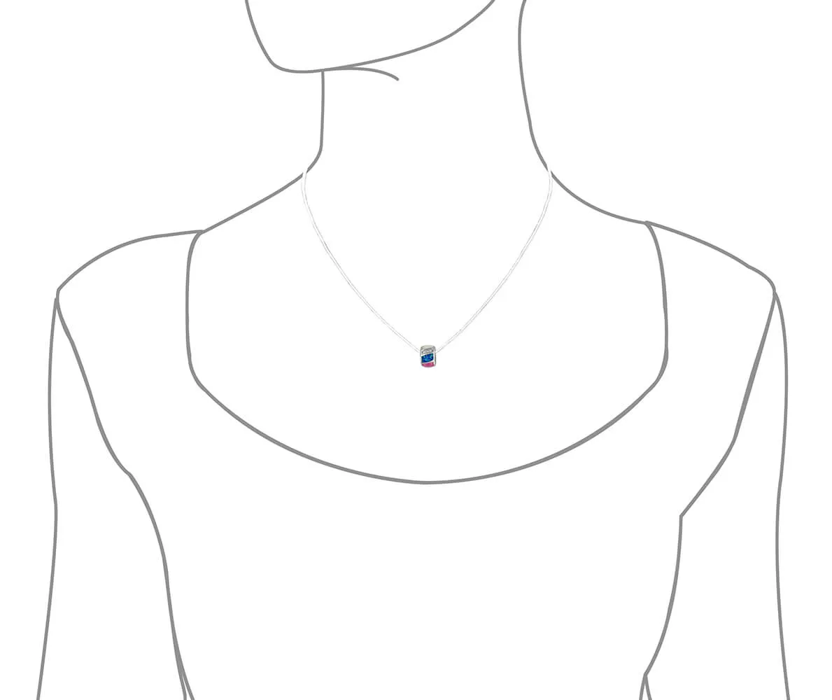Sterling Silver Synthetic Opal Bead Barrel Charm/Pendant