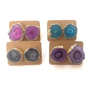Stone Slice Stud Earrings