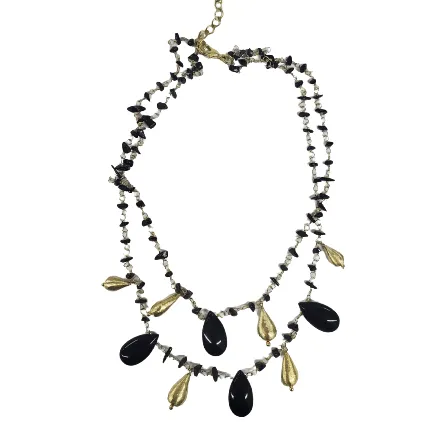 Stone Teardrop Layered Necklace