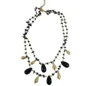 Stone Teardrop Layered Necklace