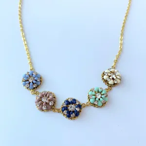 Sweetest Thing Delicate Flower and Rhinestone Choker Necklace