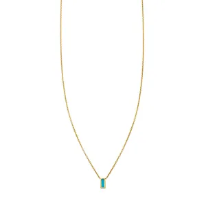 Tiny Inlay Rectangle Turquoise Bar Necklace