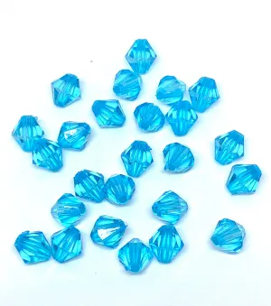 Turquoise Blue Faceted Beads, Spacer Beads, 100 Pc Set