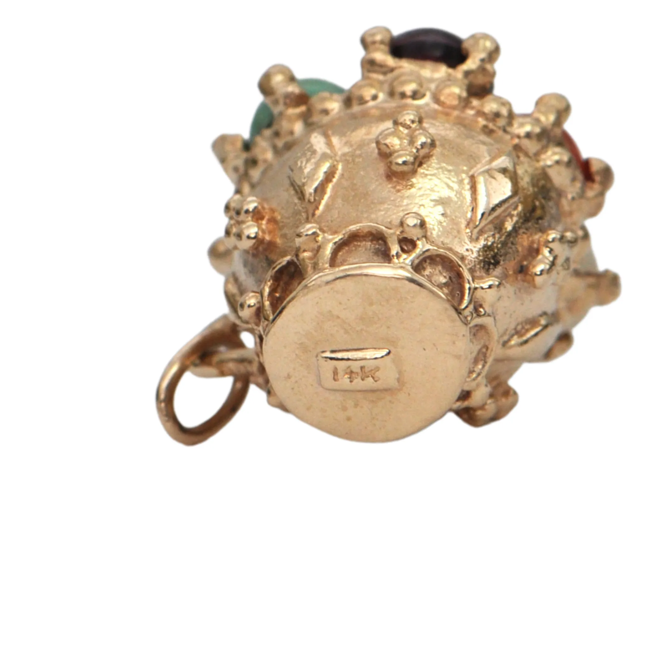 Vintage 14K Gold Tea Cup Multi-Gem Charm