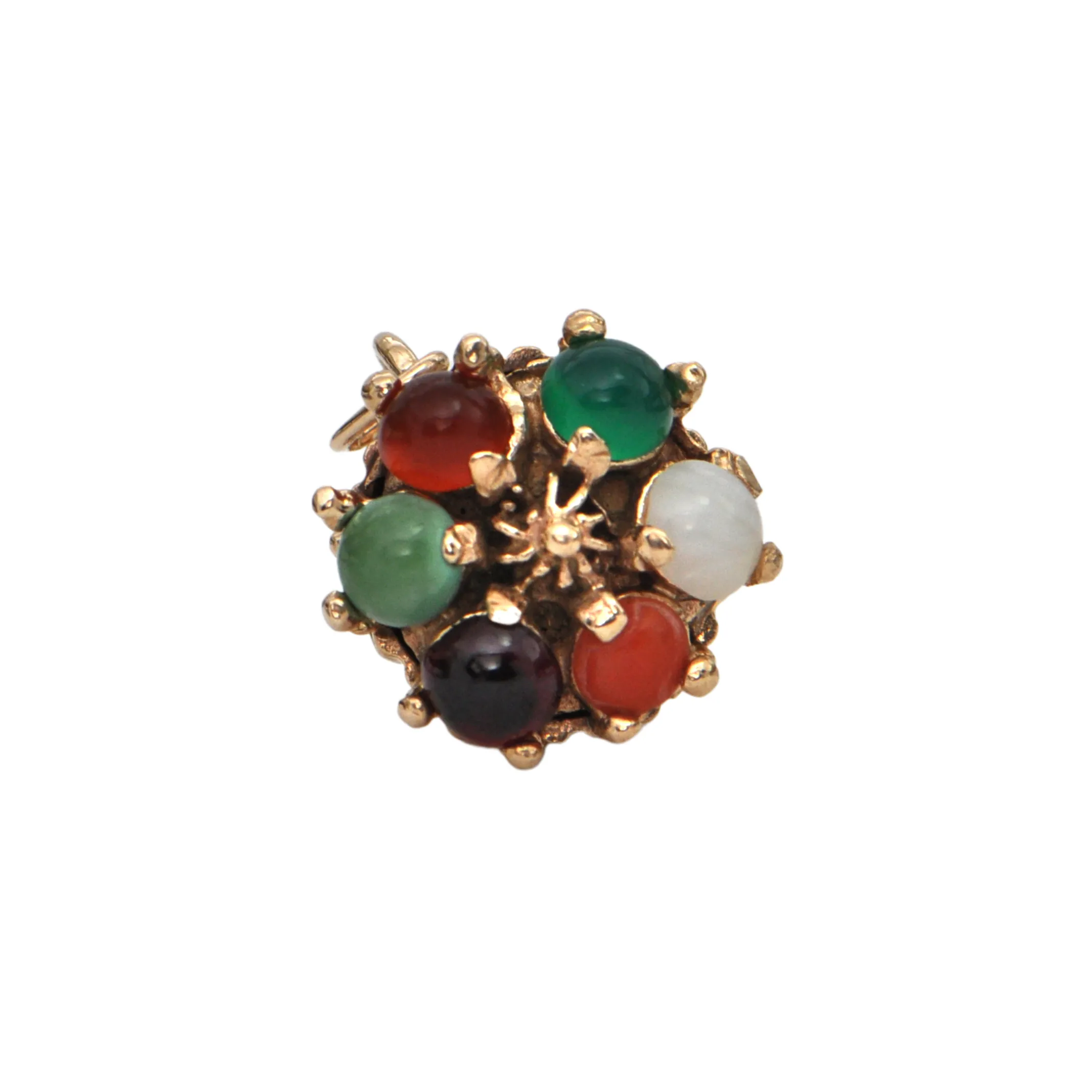 Vintage 14K Gold Tea Cup Multi-Gem Charm