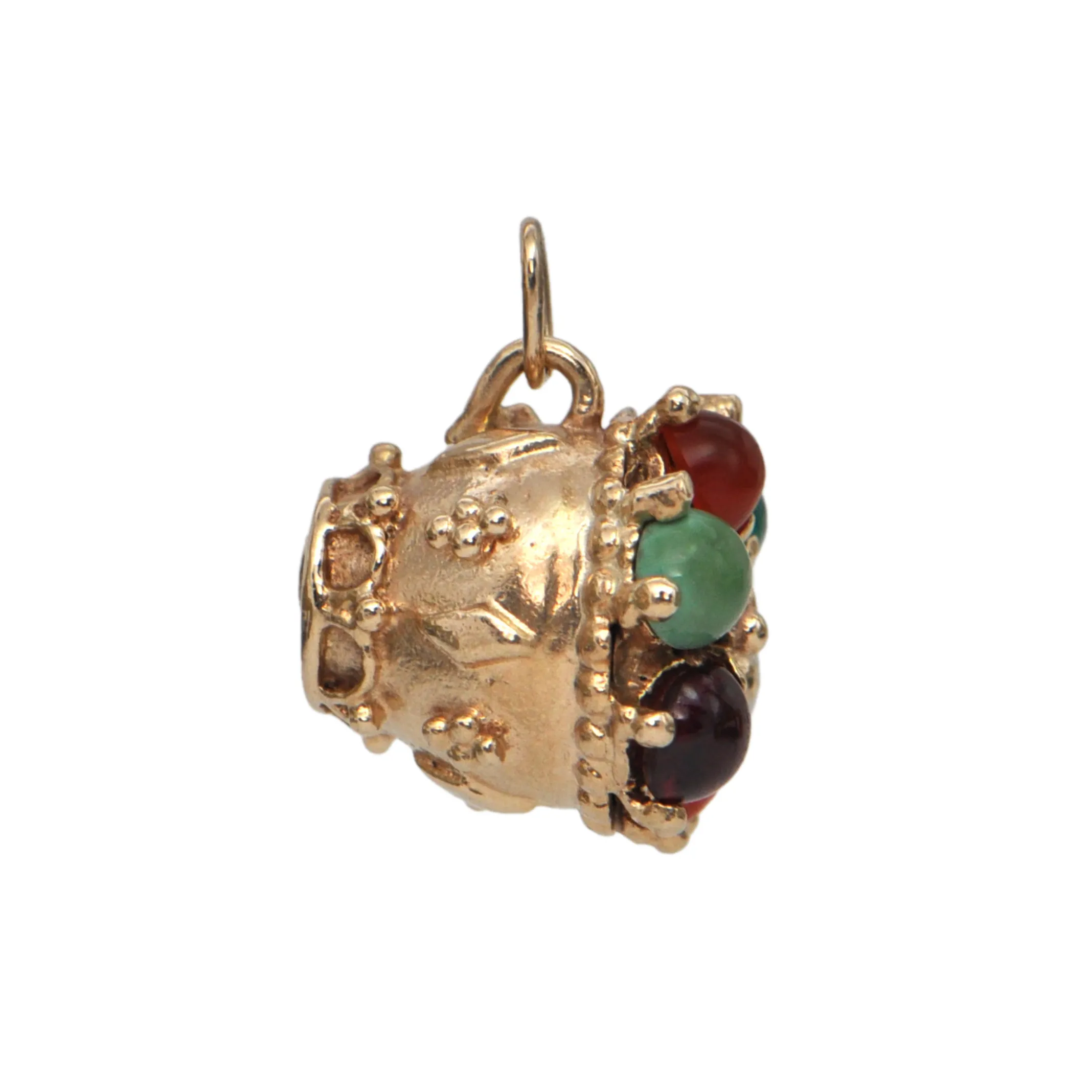 Vintage 14K Gold Tea Cup Multi-Gem Charm