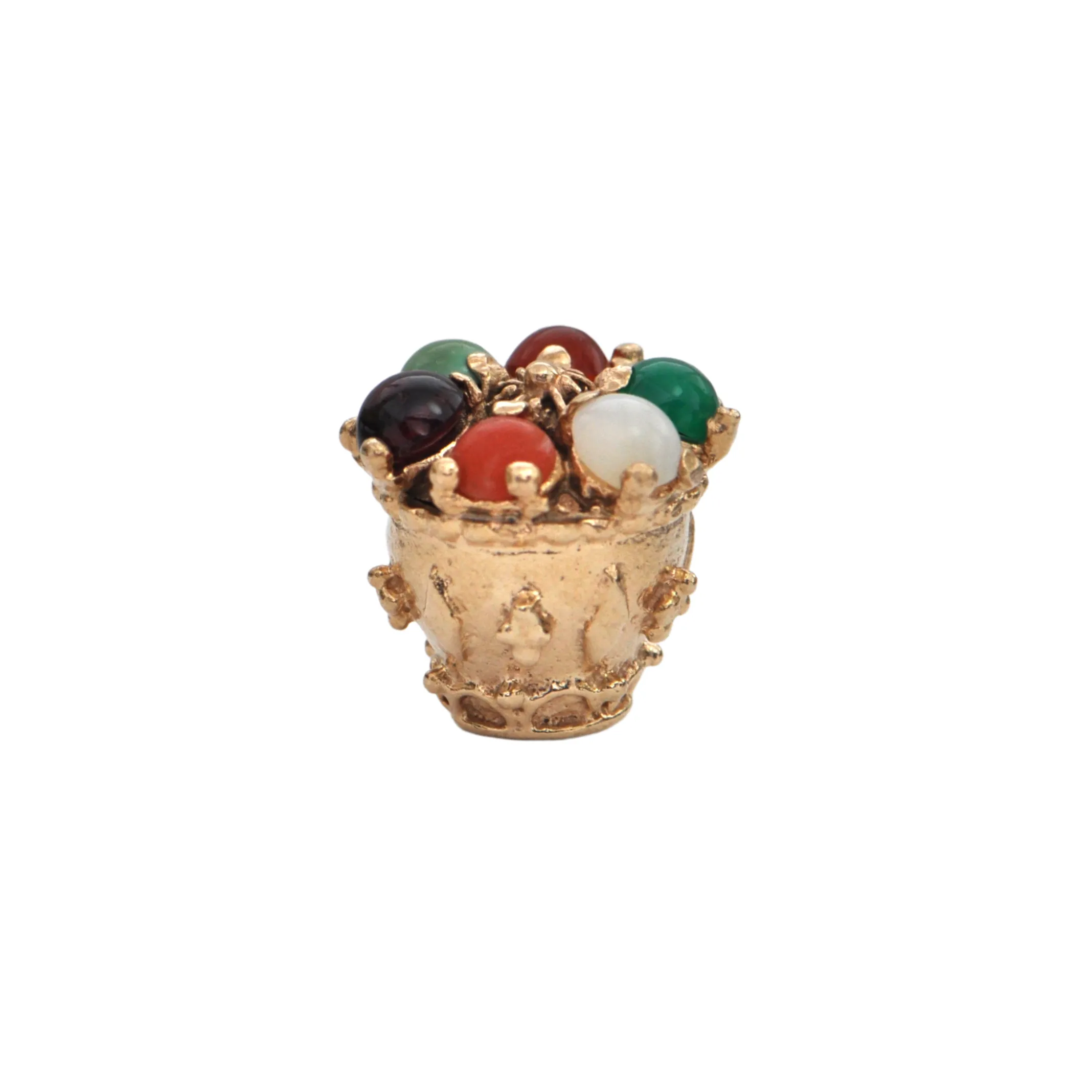 Vintage 14K Gold Tea Cup Multi-Gem Charm