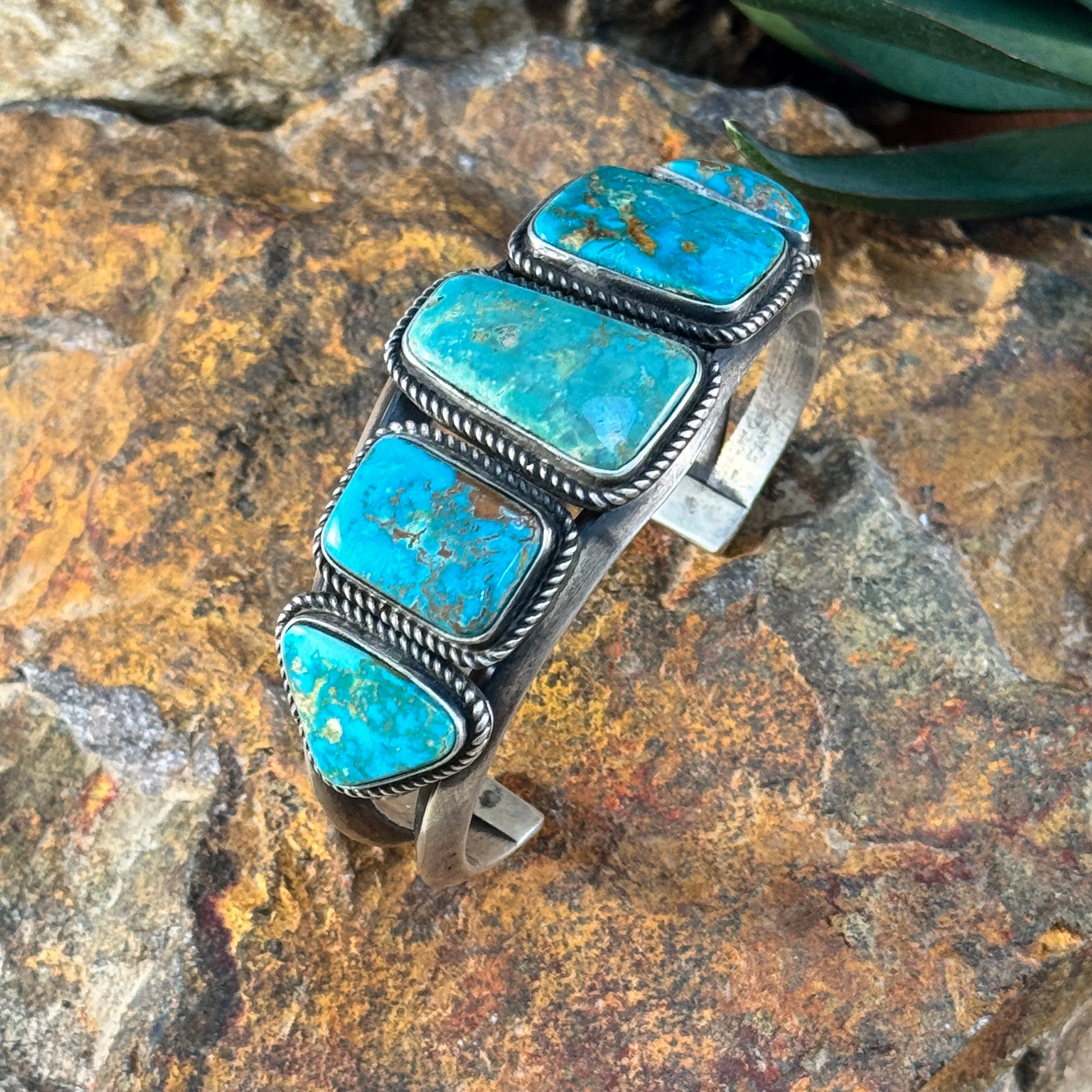 Vintage Navajo Turquoise Cuff Bracelet by Kirk Smith – Size 7.25 - Estate