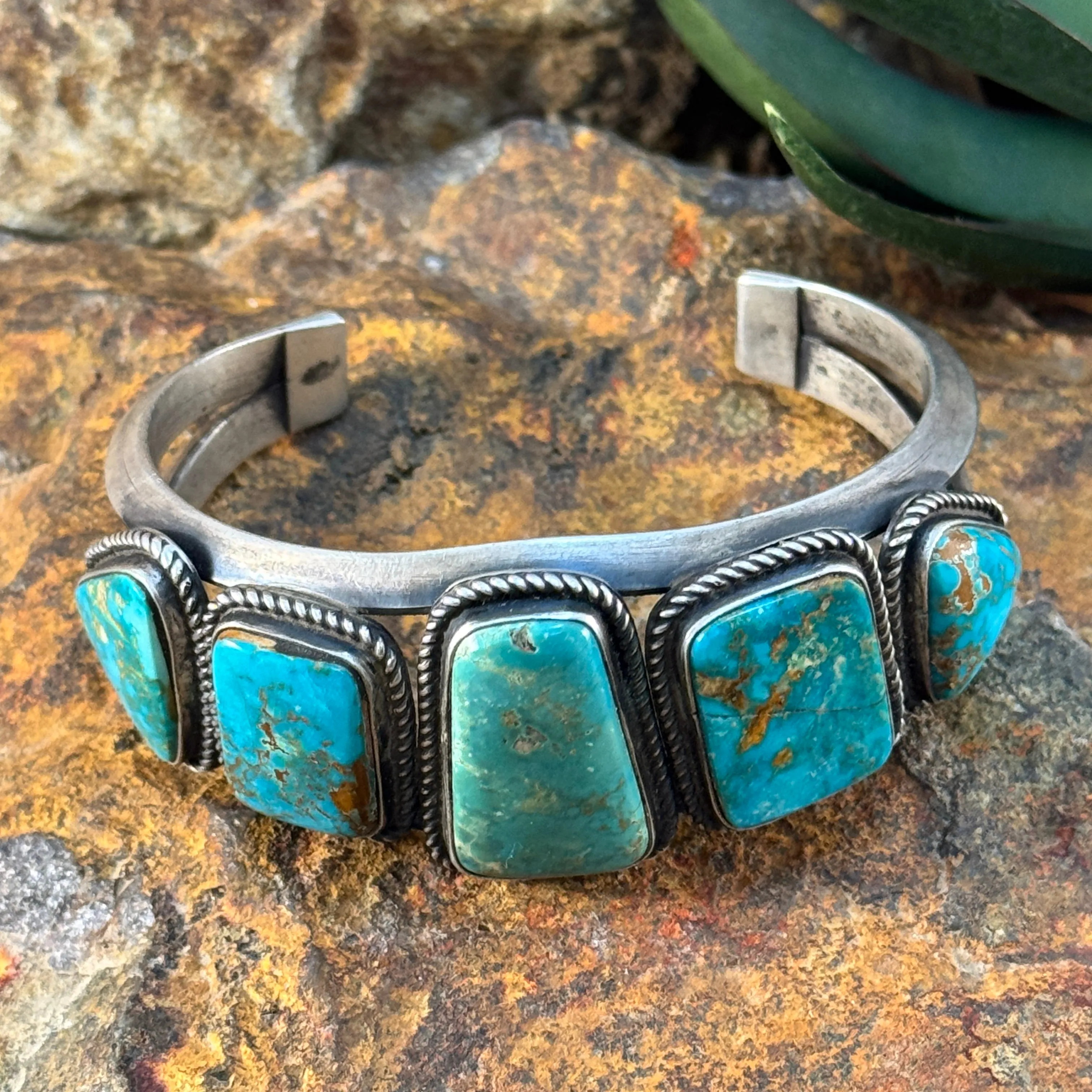 Vintage Navajo Turquoise Cuff Bracelet by Kirk Smith – Size 7.25 - Estate