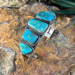Vintage Navajo Turquoise Cuff Bracelet by Kirk Smith – Size 7.25 - Estate