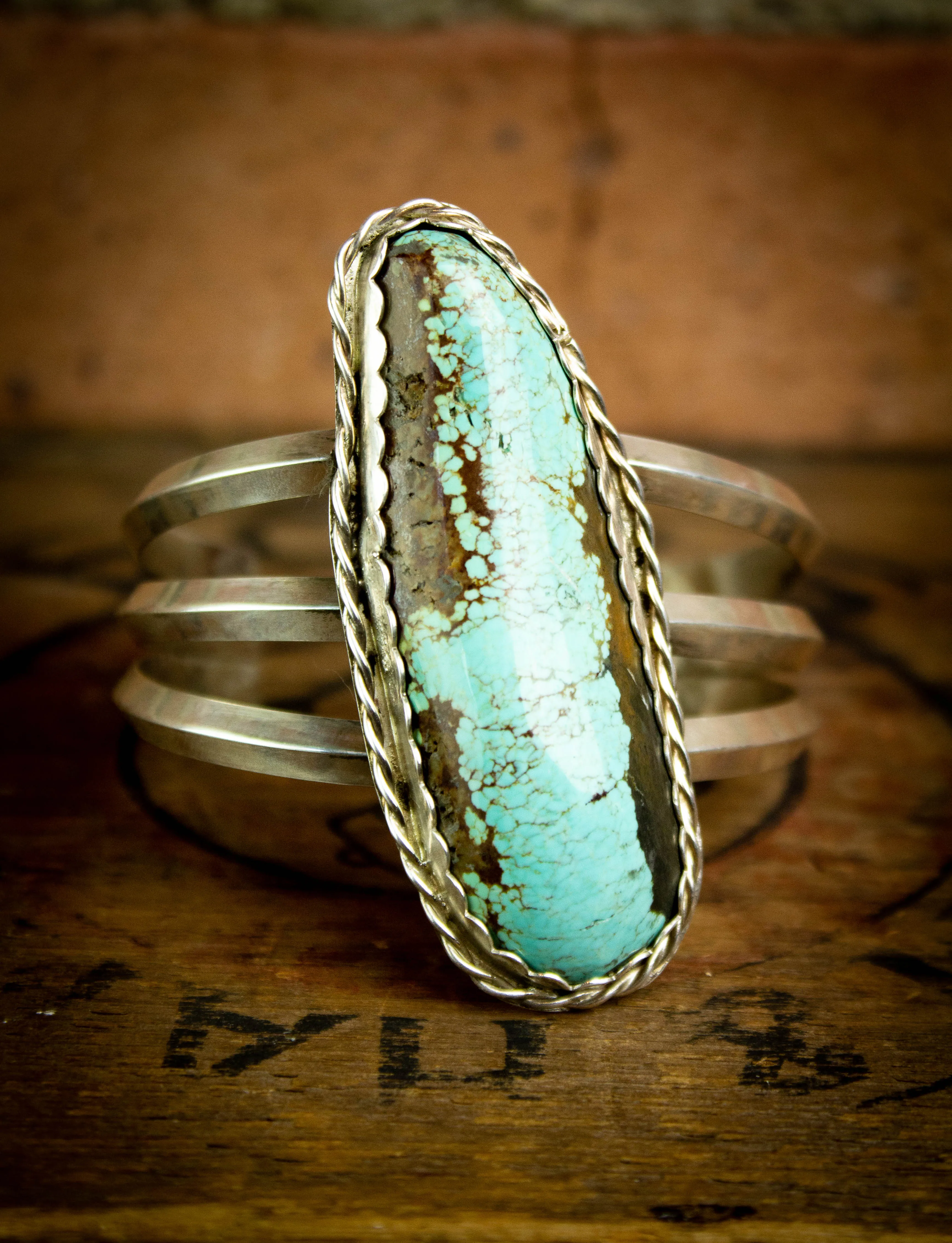 Vintage Silver and Turquoise Cuff Bracelet .925