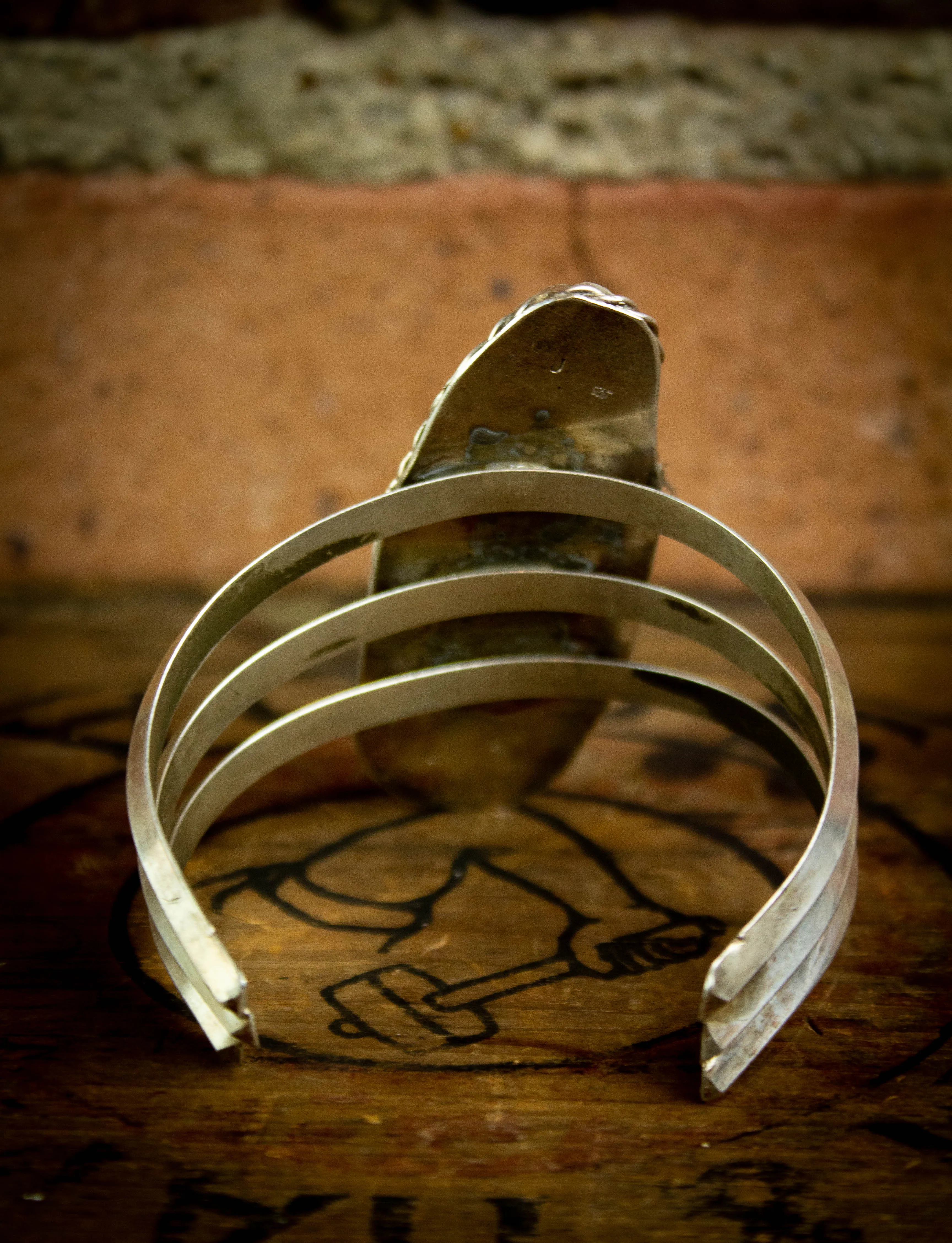 Vintage Silver and Turquoise Cuff Bracelet .925