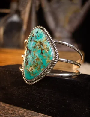 Vintage Sterling Silver #8 Mine Turquoise Cuff