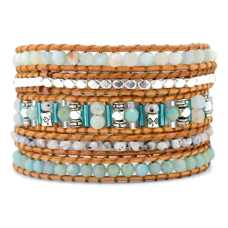 Vintage Turquoise 5X Wrap  Bracelet