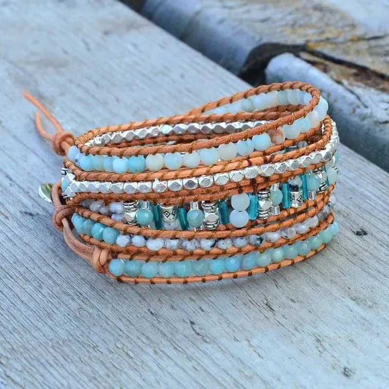 Vintage Turquoise 5X Wrap  Bracelet