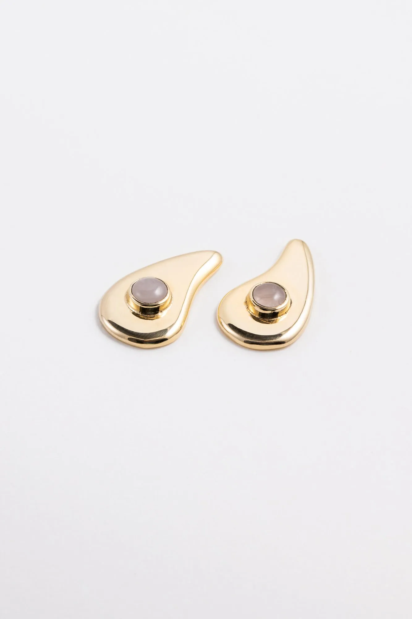 Wave Earrings in Rose Quartz