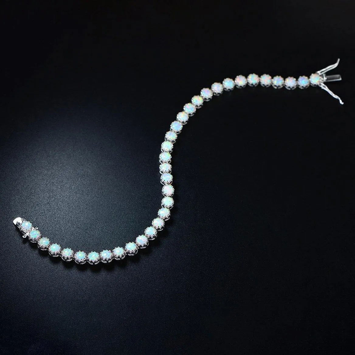 White Fire Opal Tennis Bracelet