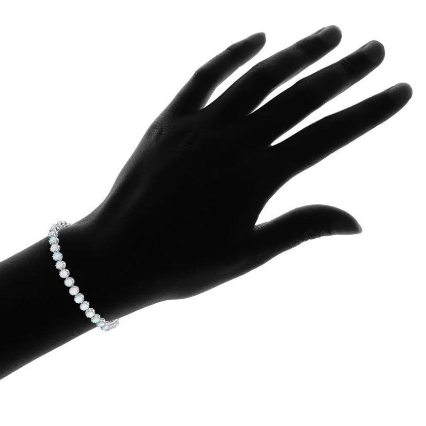 White Fire Opal Tennis Bracelet