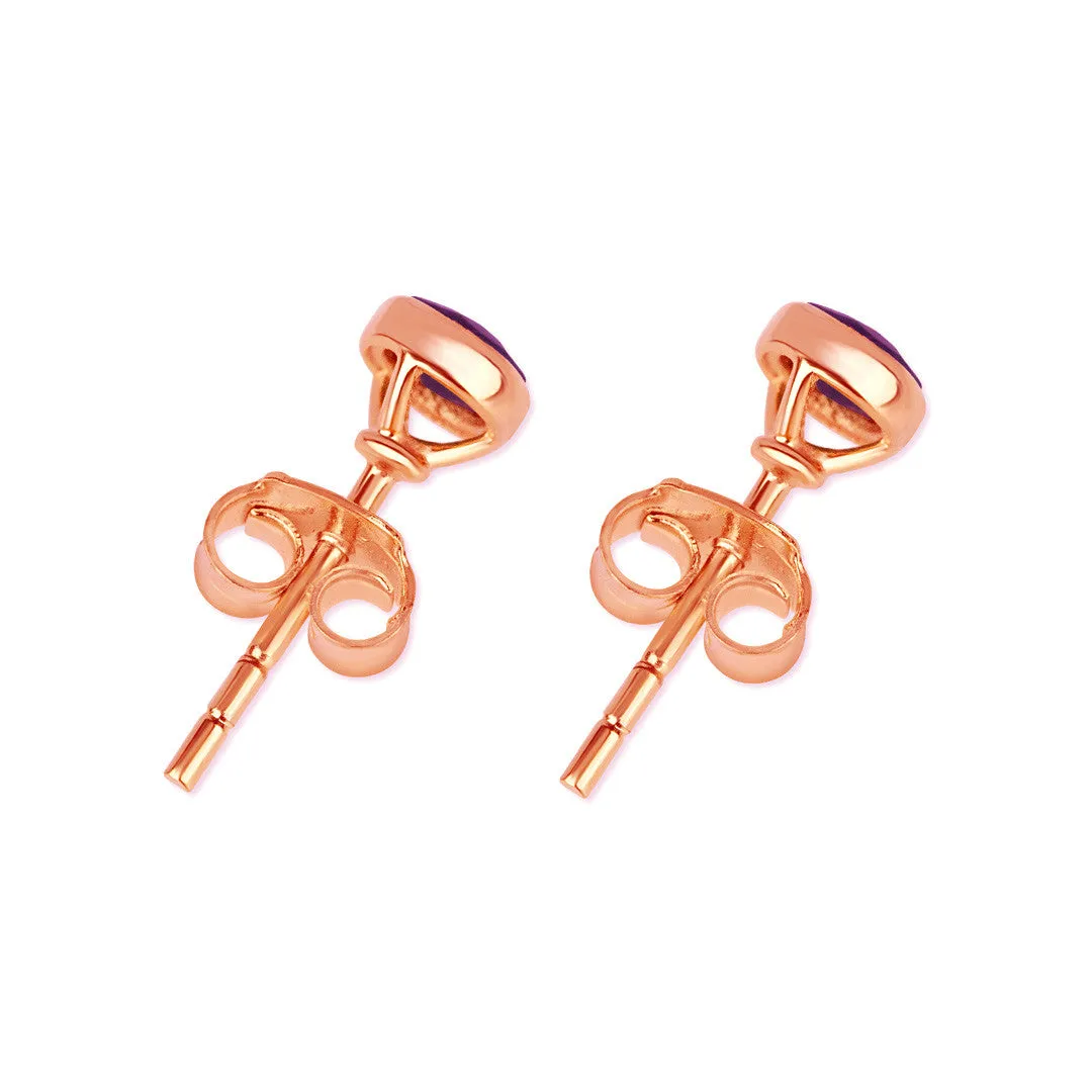 White Quartz Mini Stud Earrings | Rose Gold - April