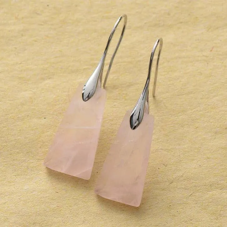 'Wiluray' Rose Quartz Earrings - silver