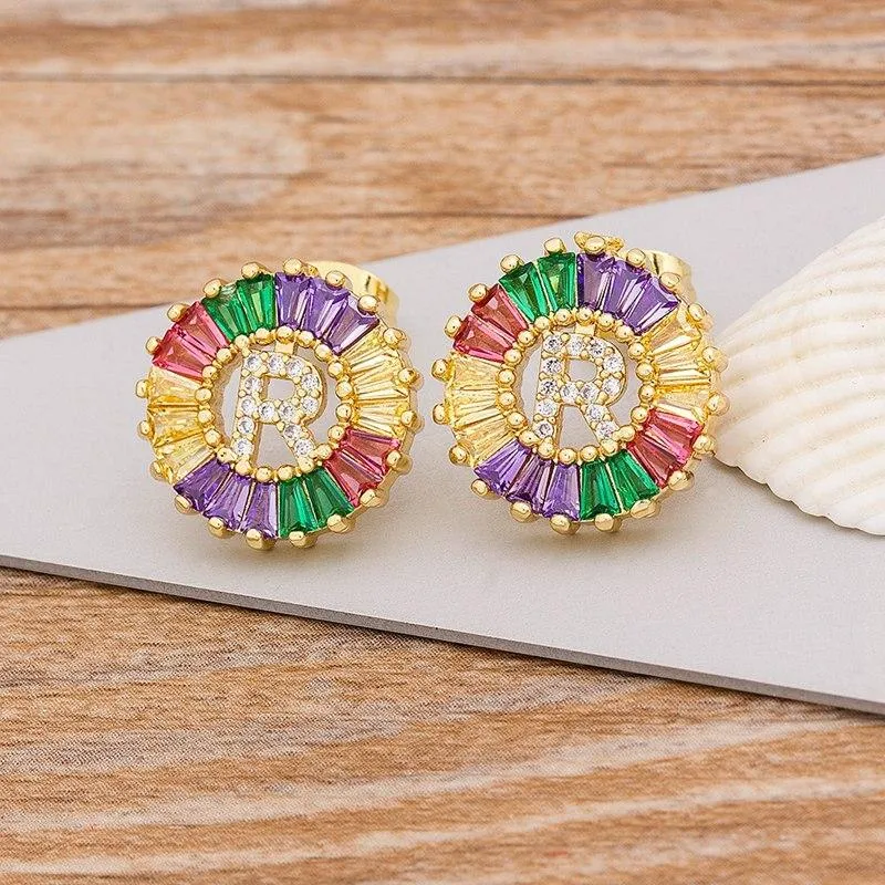 Women Stunning Colourful Letter Alphabet Stud Earrings