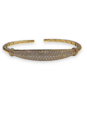 Yellow gold pave diamond bangle