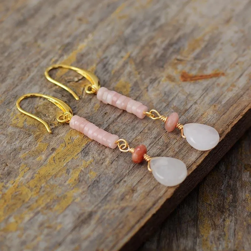 'Yirabang' Rose Quartz Dangle Earrings