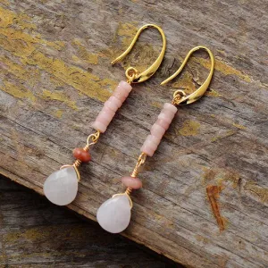 'Yirabang' Rose Quartz Dangle Earrings