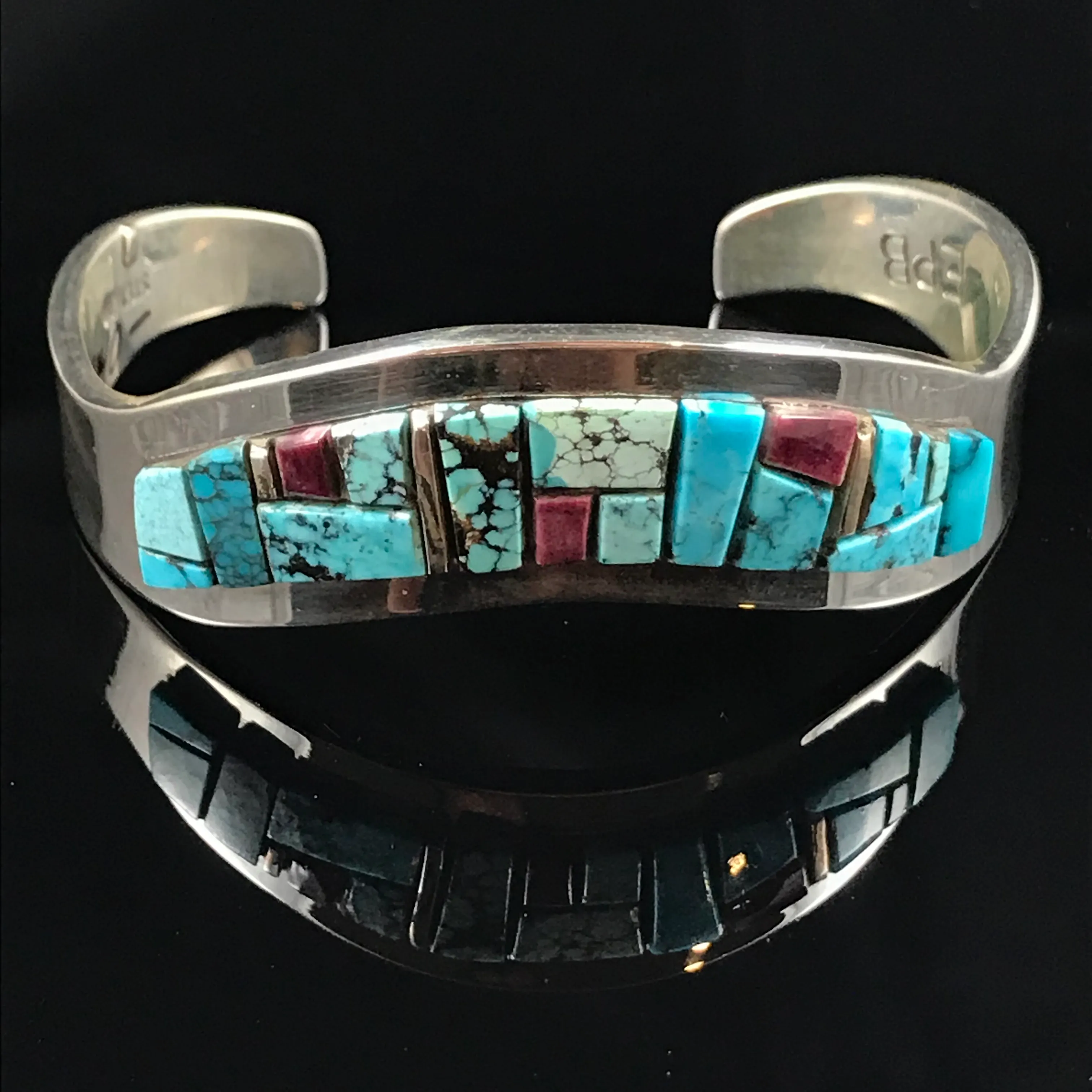 Zuni Inlaid & Sterling Silver Cuff Bracelet